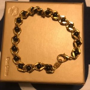 Avon Vintage Goldtone Twist Bracelet Faux Onyx
